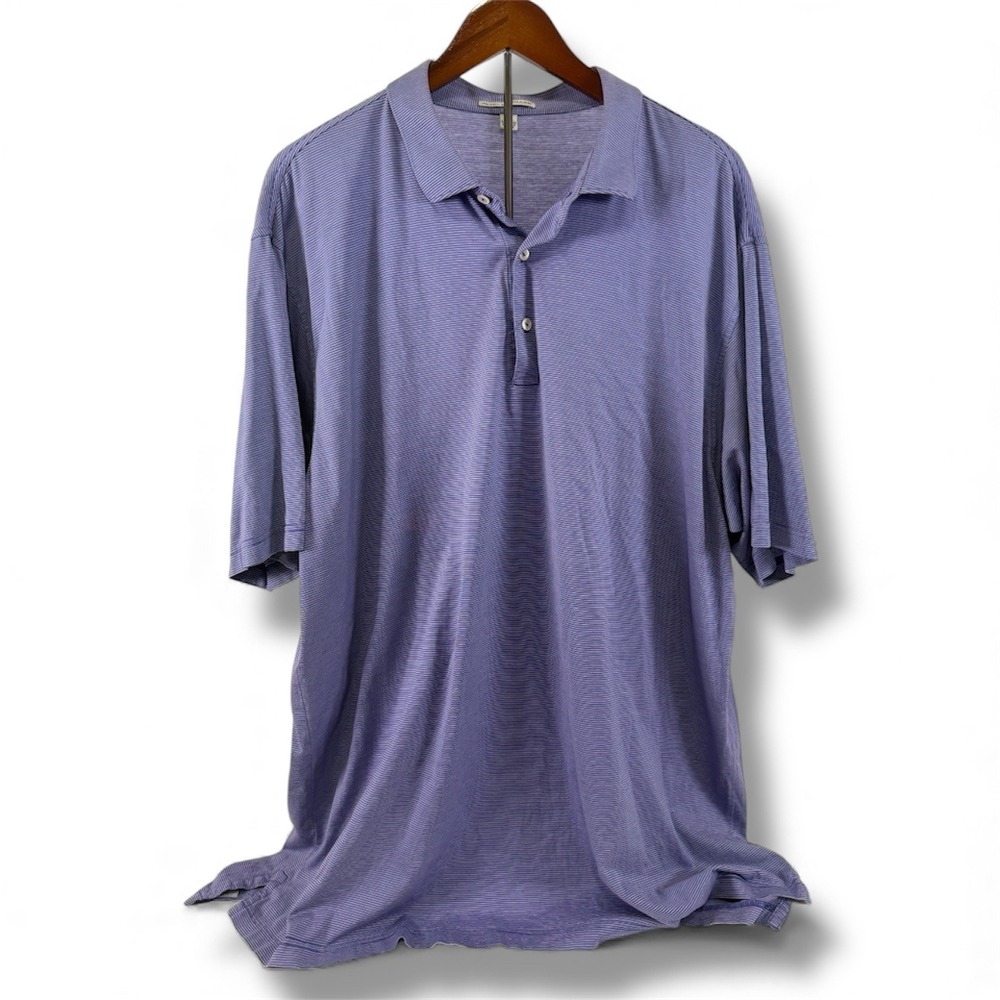Peter Millar Polo Shirt Men's XXL Stripe Cotton Short Sleeve Performance Purple